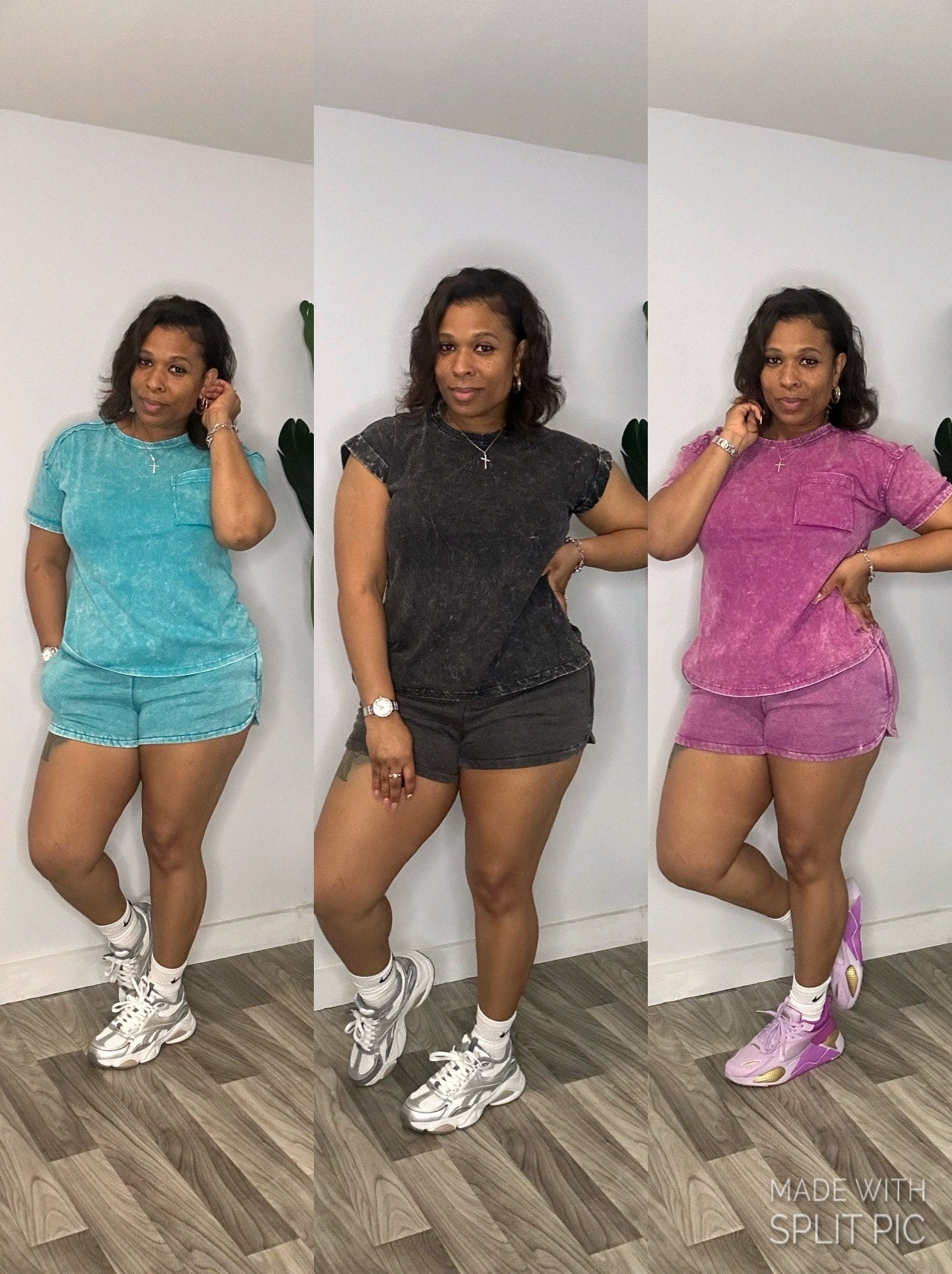 2 PIECE ACID WASH COMFY
SHORT SET