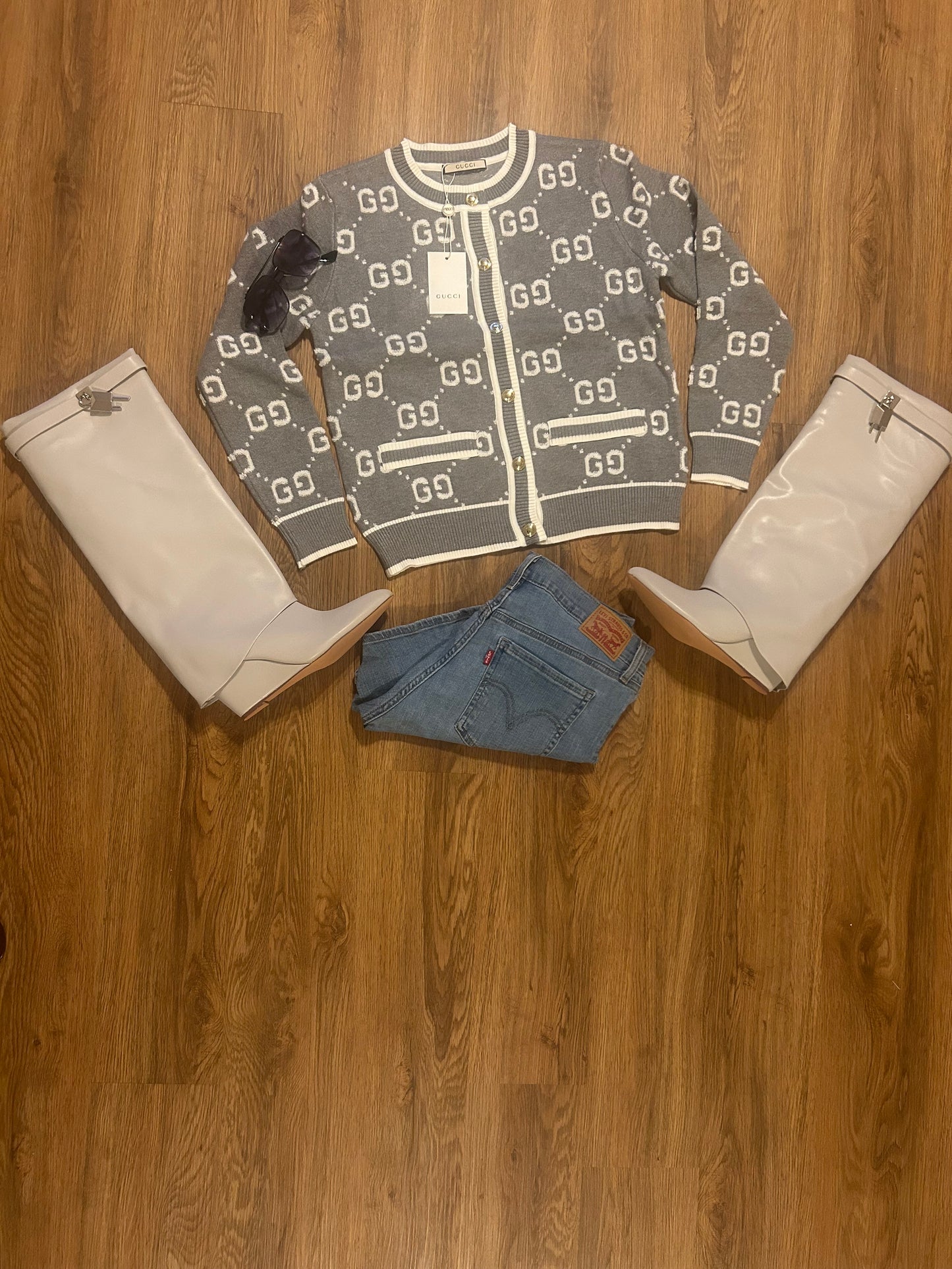 White GG Fancy Sweater