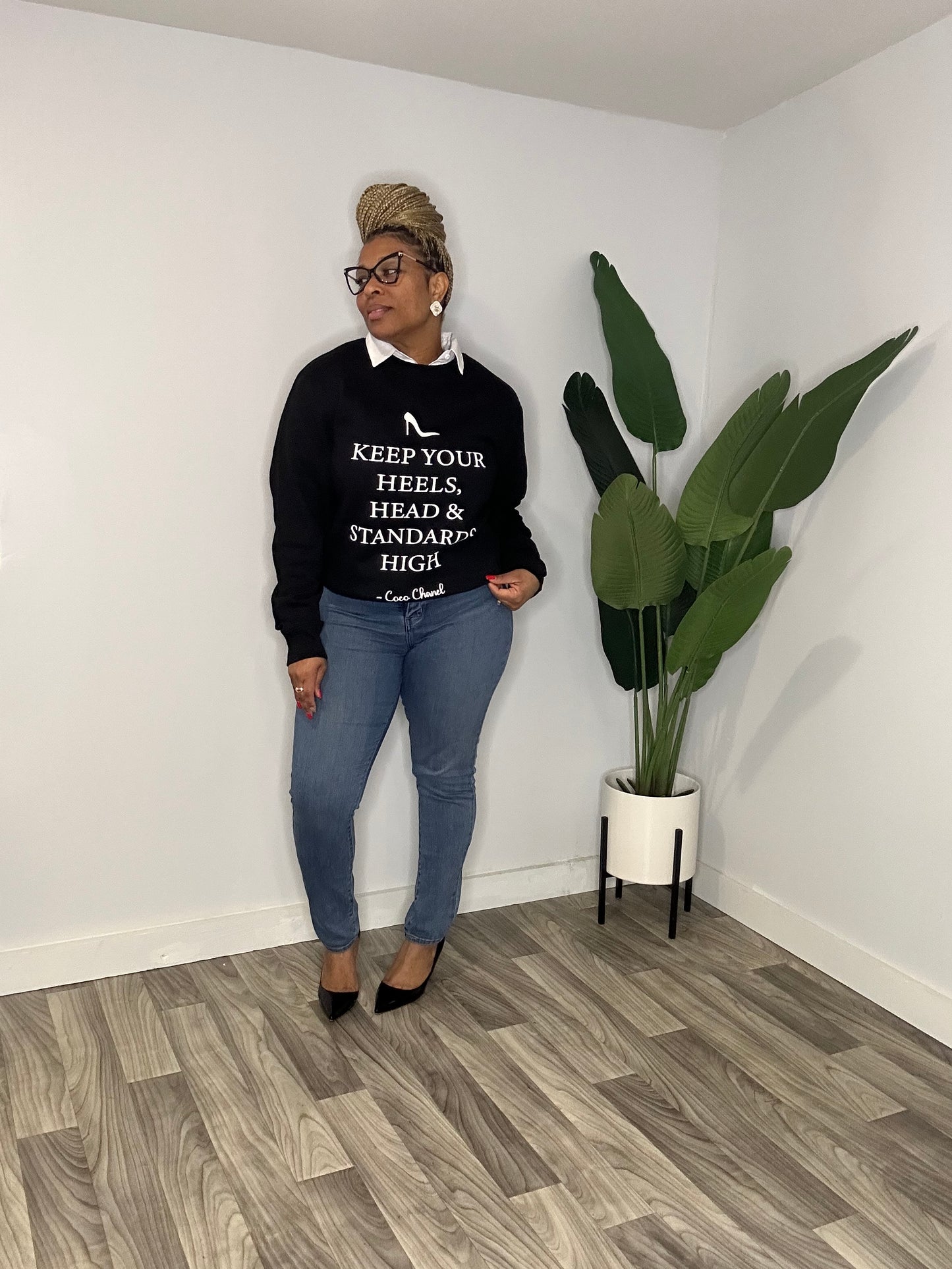 Chin Up Queen CC Sweater “Black”