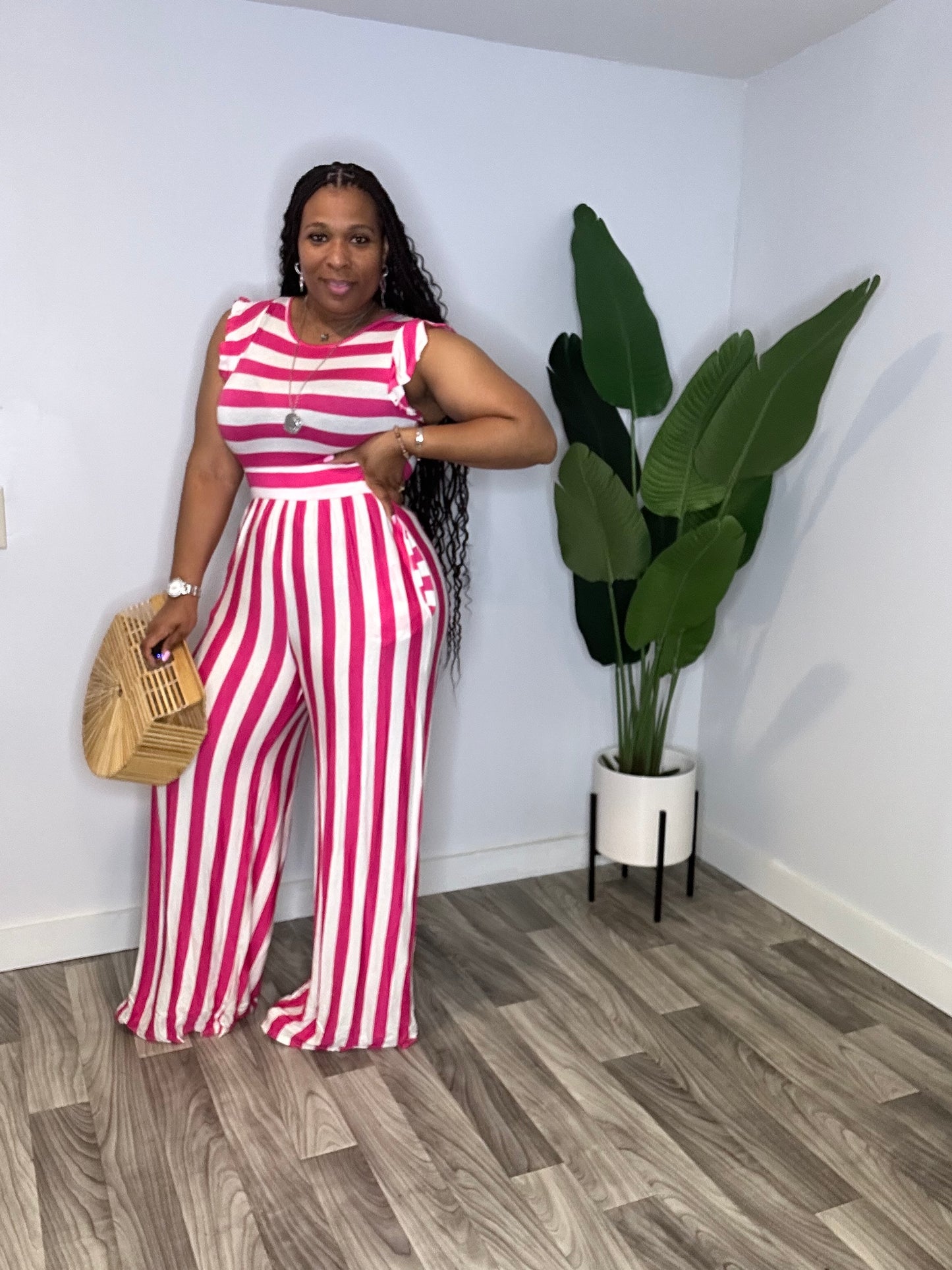 Pink Stripe Jumpsuit