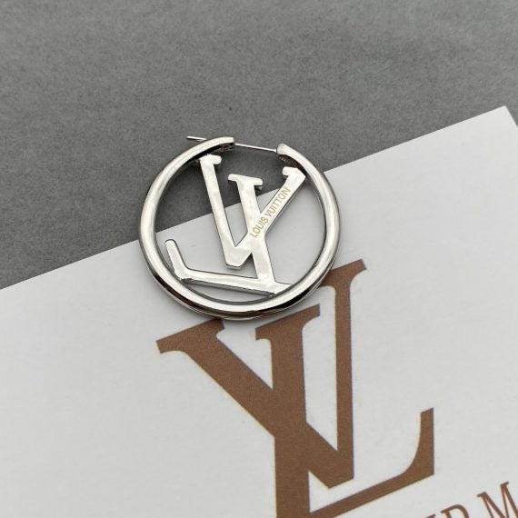 Classic Silver LV Letter Earrings