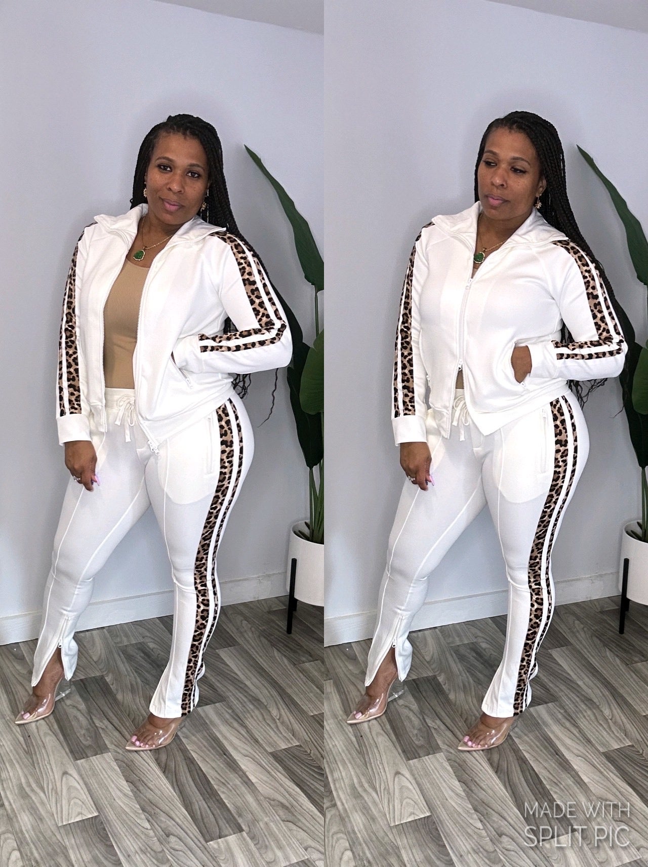 Leopard Print Side Panel
Tracksuit White