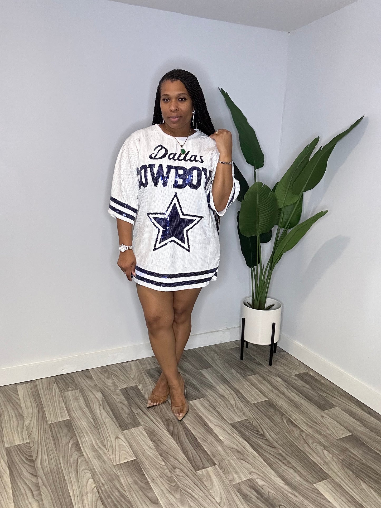 Dallas Cowboys Sequins Dress (White)