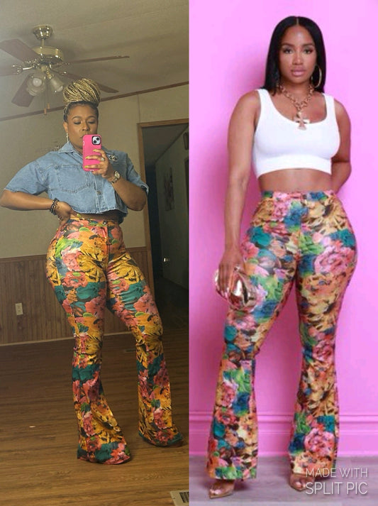 Wildflower High Rise Floral Print Faux Leather