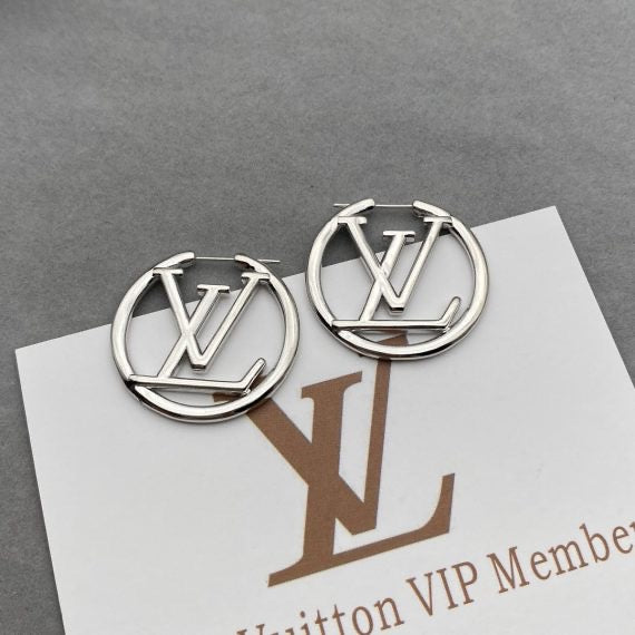 Classic Silver LV Letter Earrings