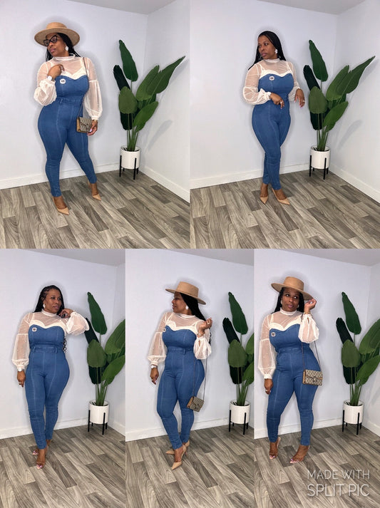 Denim Strapless Jumpsuit