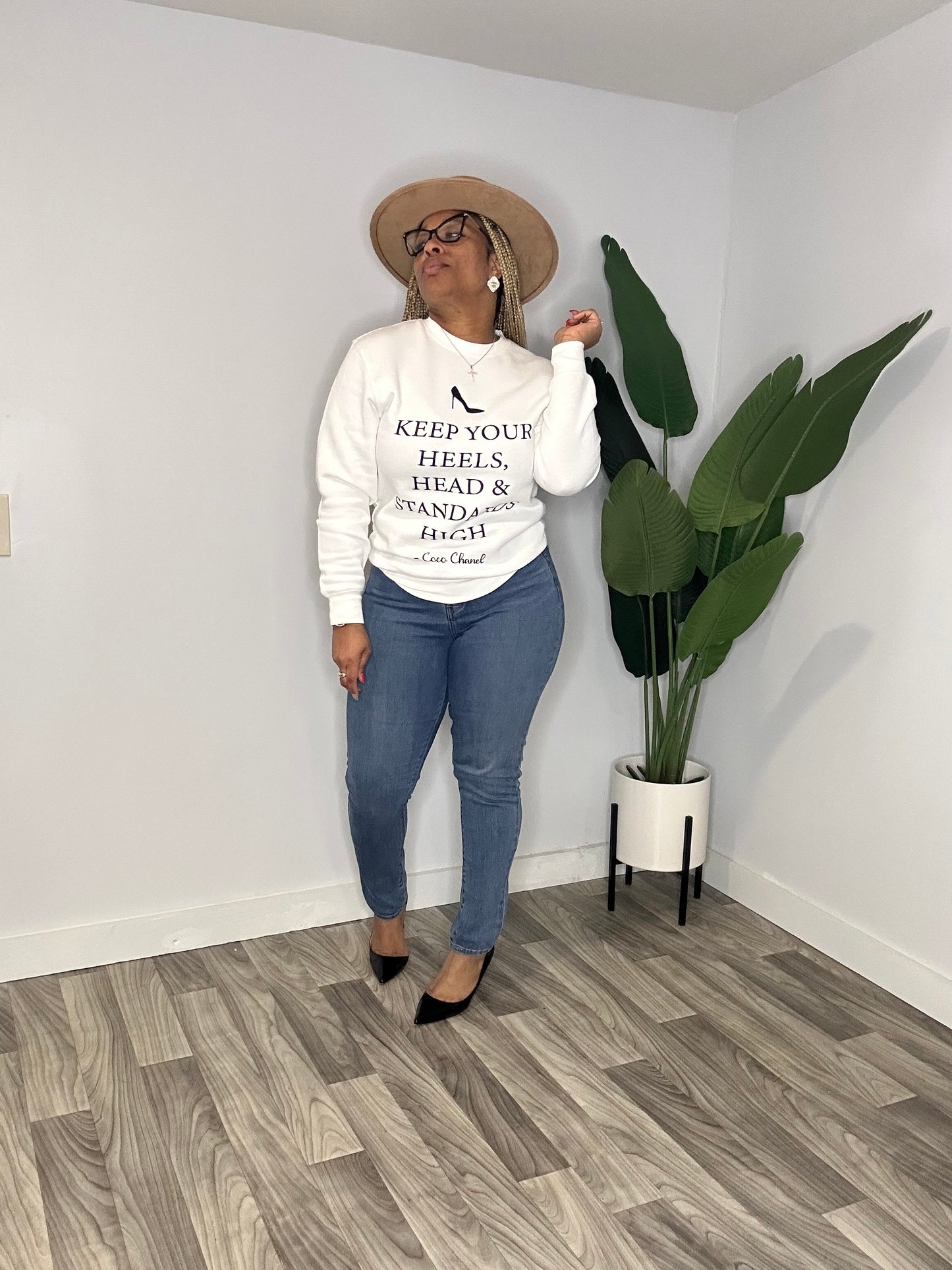Chin Up Queen CC Sweater “White”