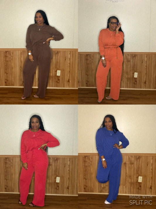 Long Sleeve Raised Rib Relaxed Set