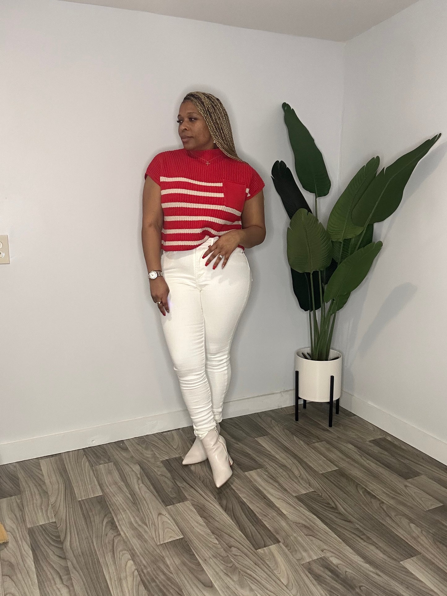 Stripe Spring Sweater “Ruby”