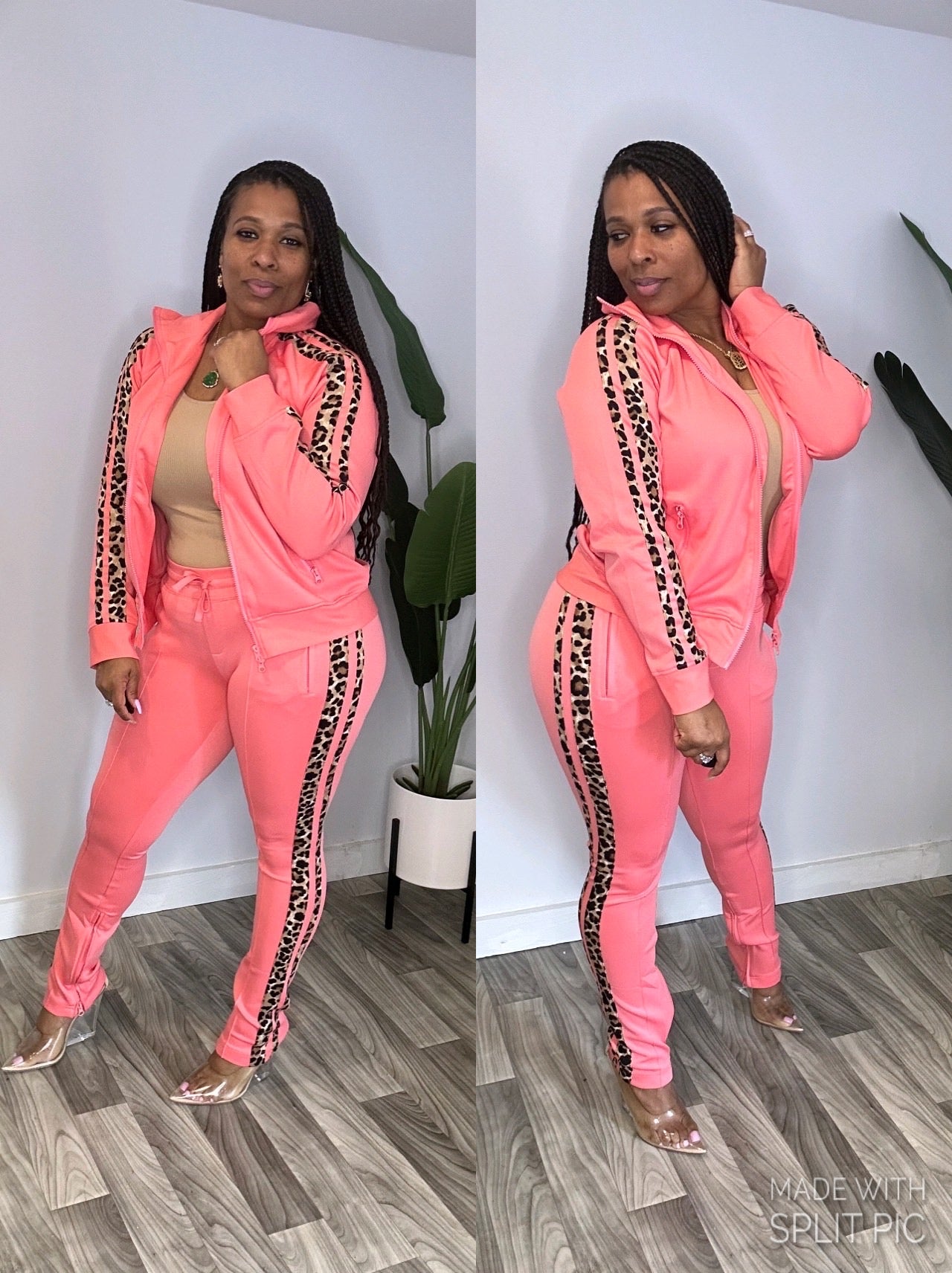 Leopard Print Side Panel
Tracksuit Pink Peach