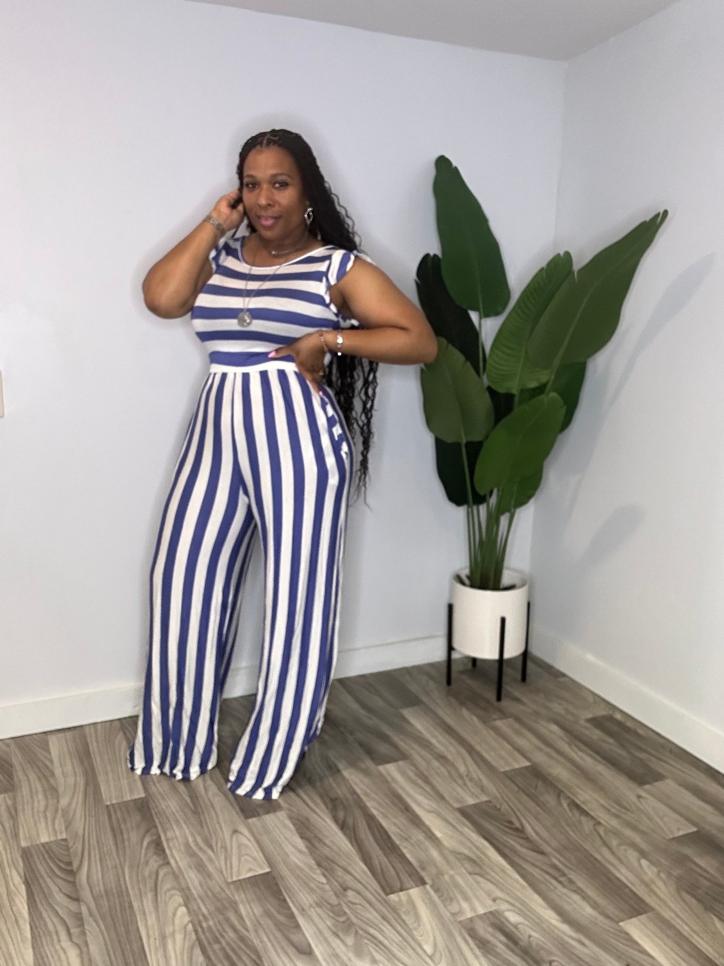 Blue Stripe Jumpsuit