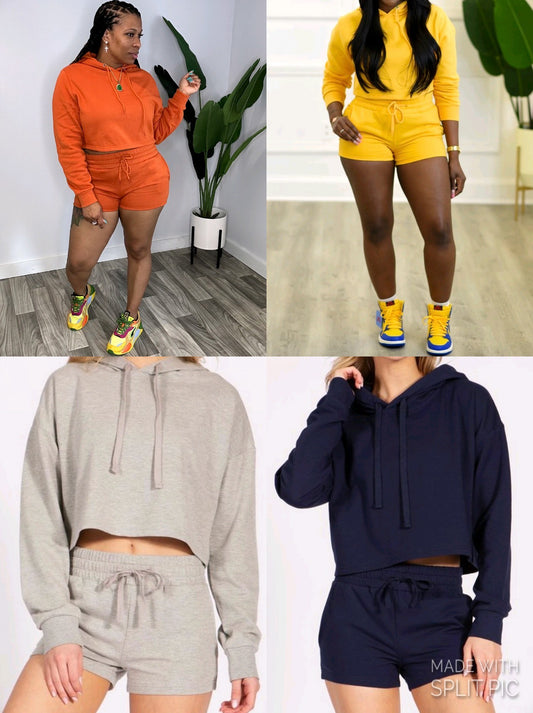 Cropped Hoodie Short Set