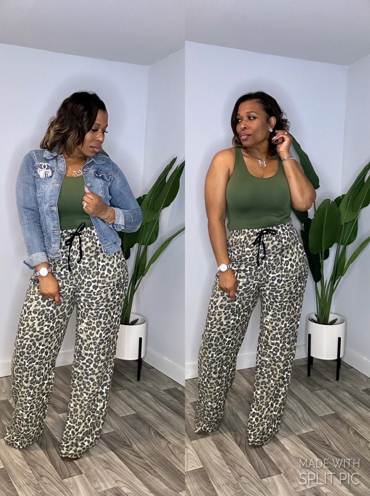 Leopard Pants Set (Olive)