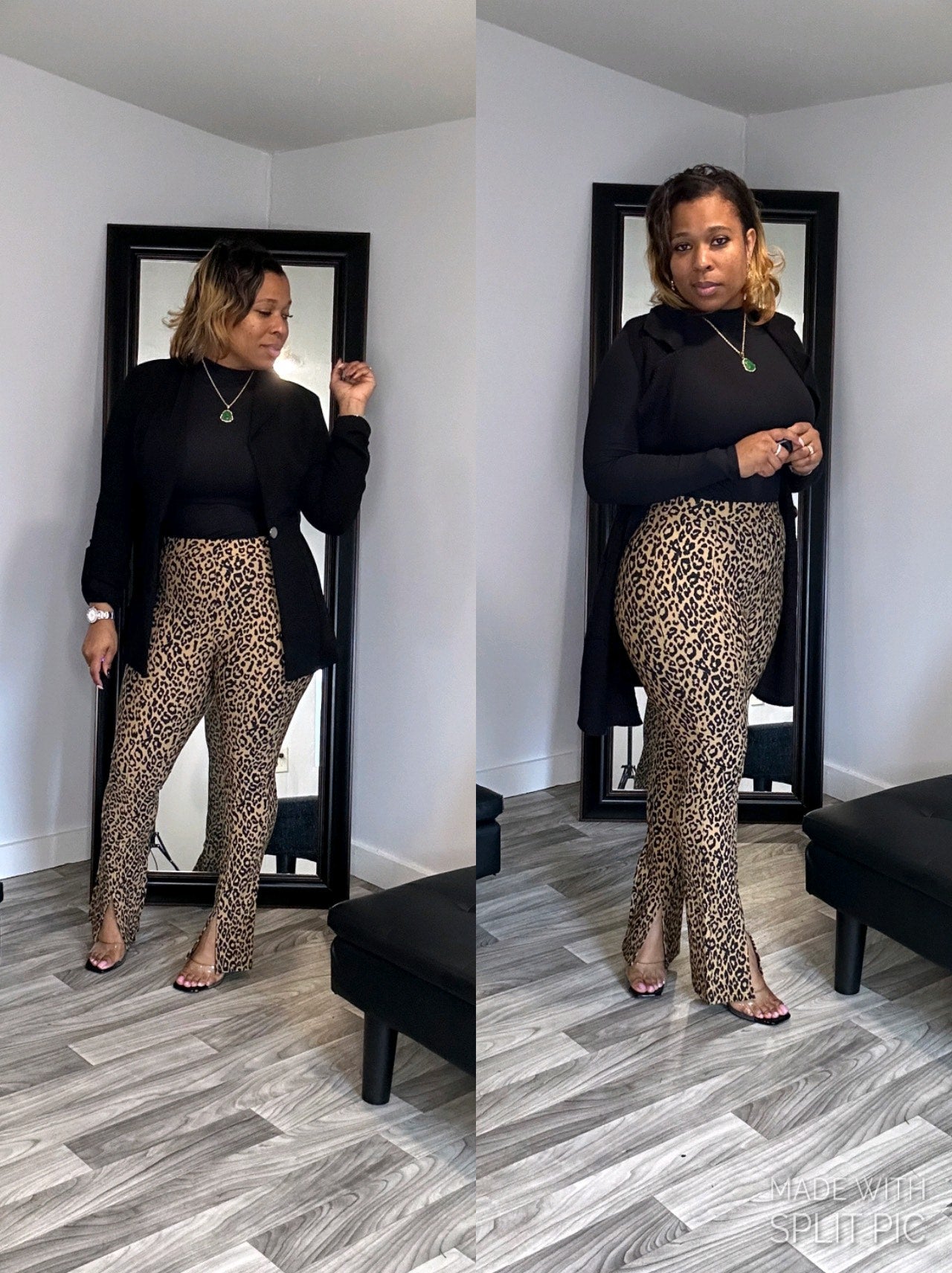 Leopard Front Split Pants