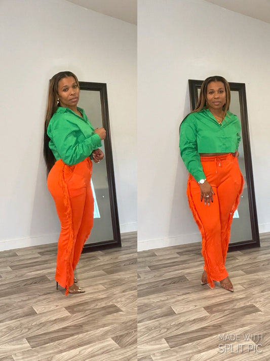 Side Tassel Orange Pants