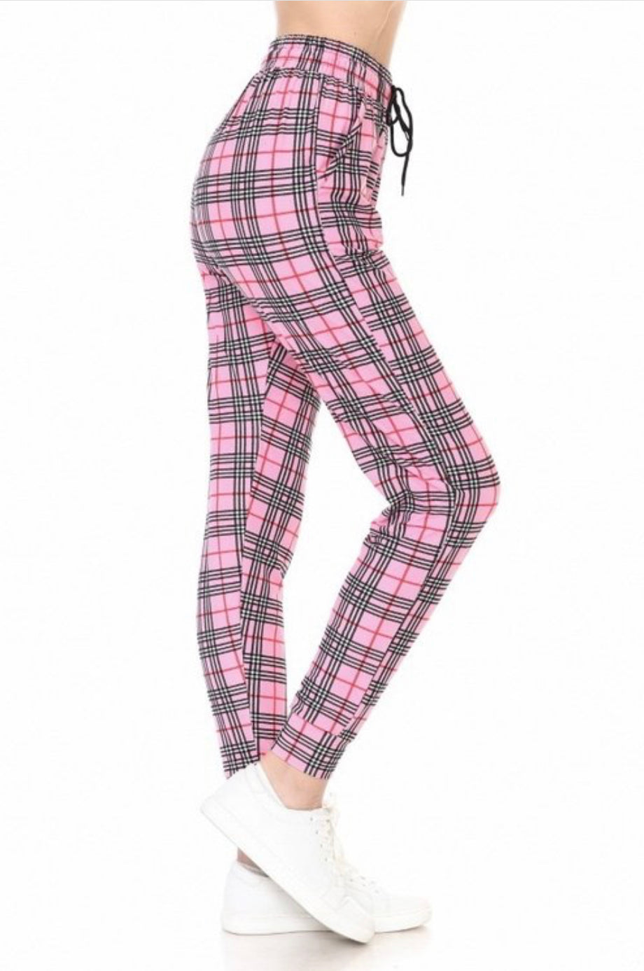 Pink Plaid Joggers