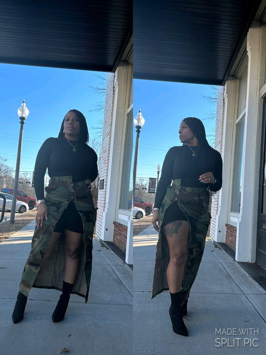 Army Girl Side Slit Camo Skirt