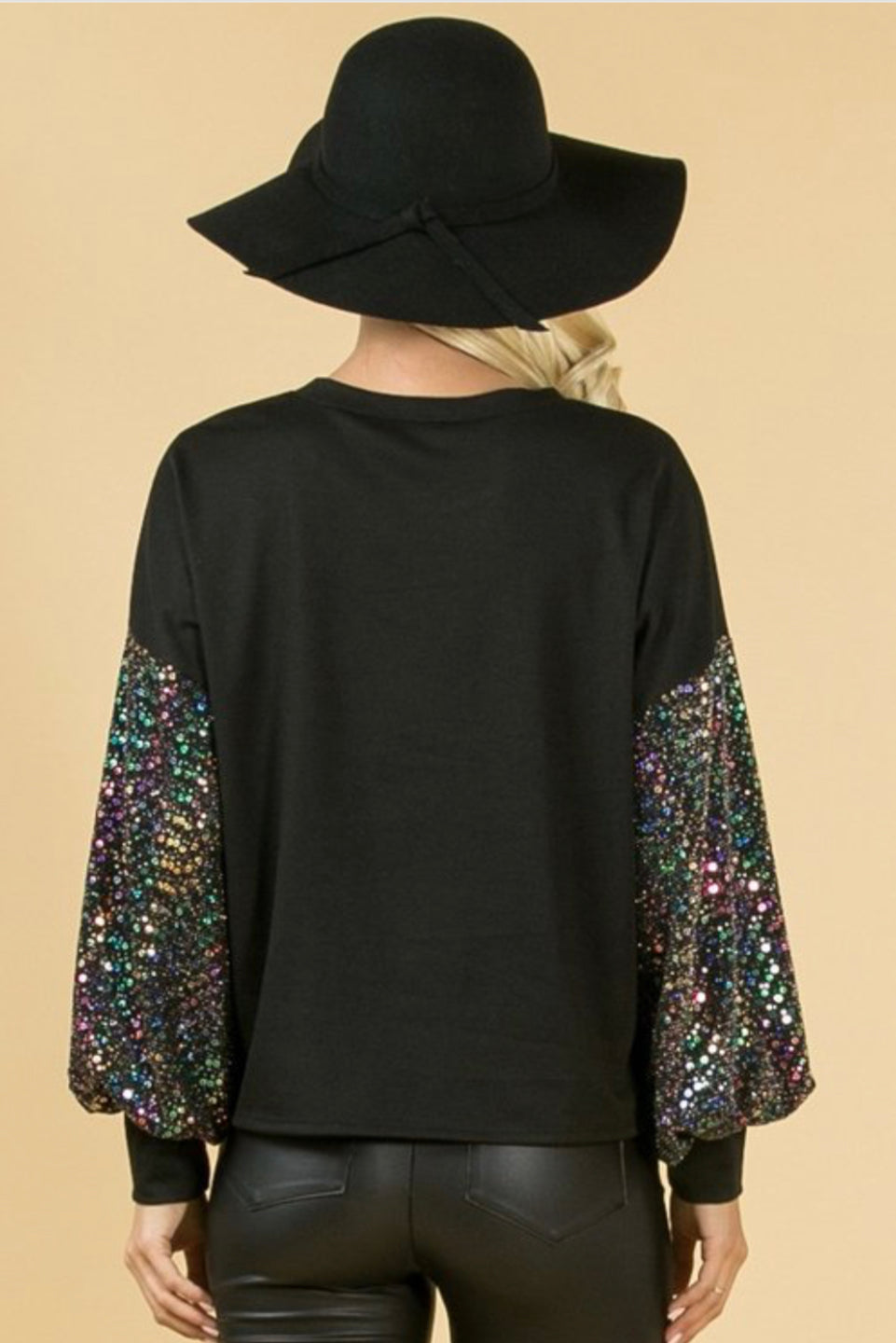 Sequin Puff Sleeve Top