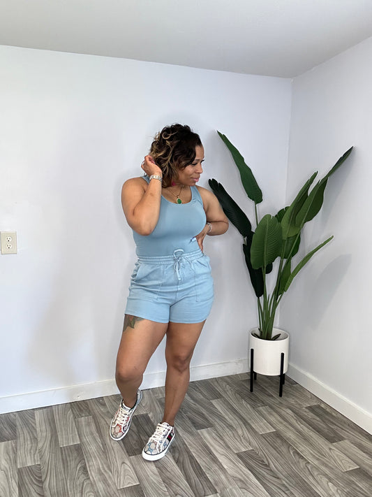 Comfy Season Short Set (Blue Grey)