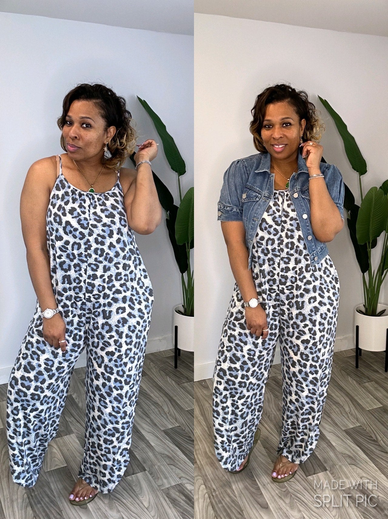 Leopard Jumpsuit (Blue)